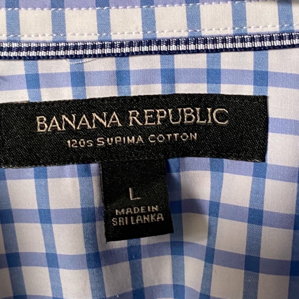 Banana Republic Blue and white plaid Casual Button Down Shirt